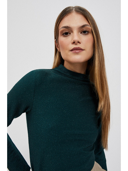 Moodo Bluza z metalnim nitjem smaragdne barve Moodo