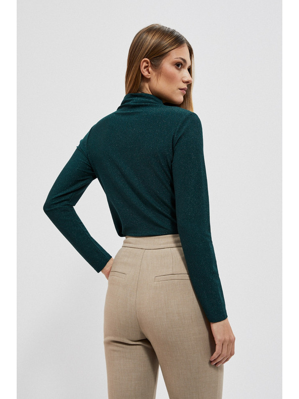 Moodo Bluza z metalnim nitjem smaragdne barve Moodo