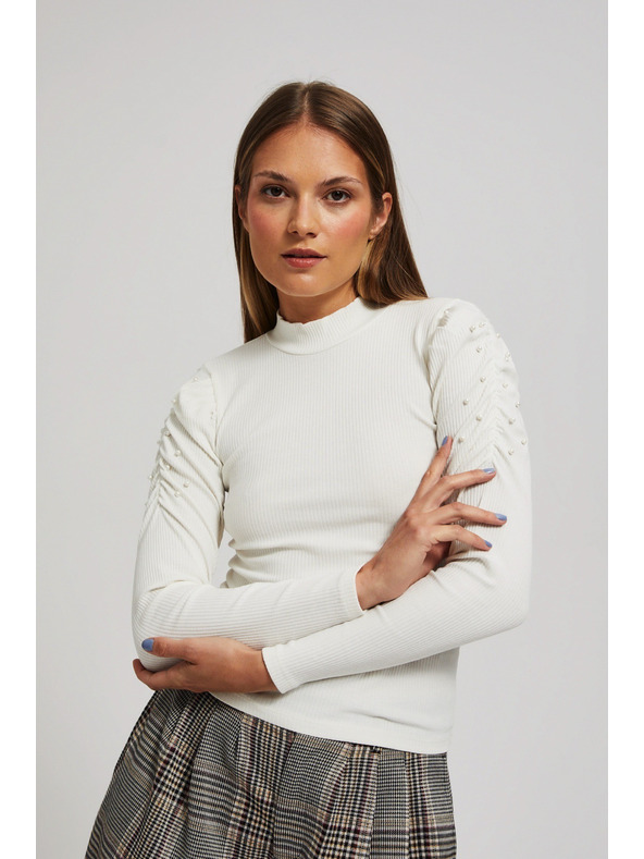 Moodo Bluza z napihnjenim rokavi biserne barve Moodo