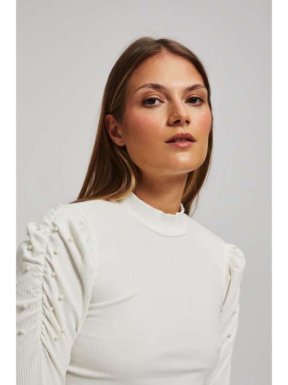 Moodo Bluza z napihnjenim rokavi biserne barve Moodo