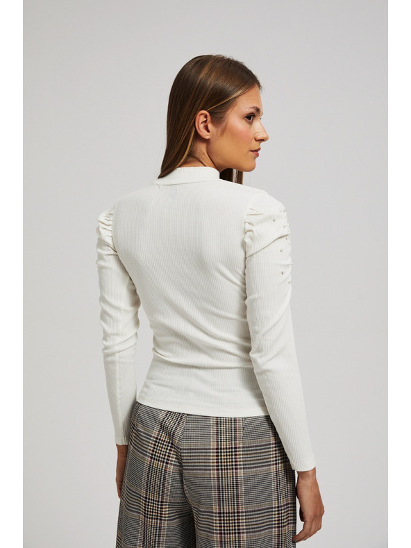 Moodo Bluza z napihnjenim rokavi biserne barve Moodo