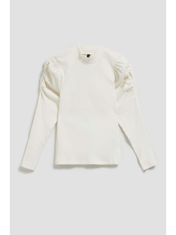 Moodo Bluza z napihnjenim rokavi biserne barve Moodo