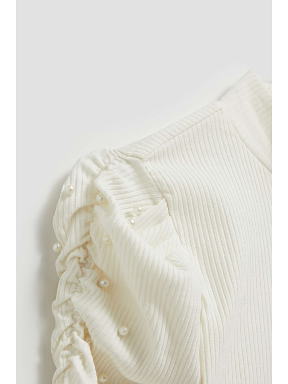 Moodo Bluza z napihnjenim rokavi biserne barve Moodo