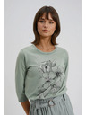 Moodo Bluza s cvetličnim potiskom olivno zelene barve Moodo