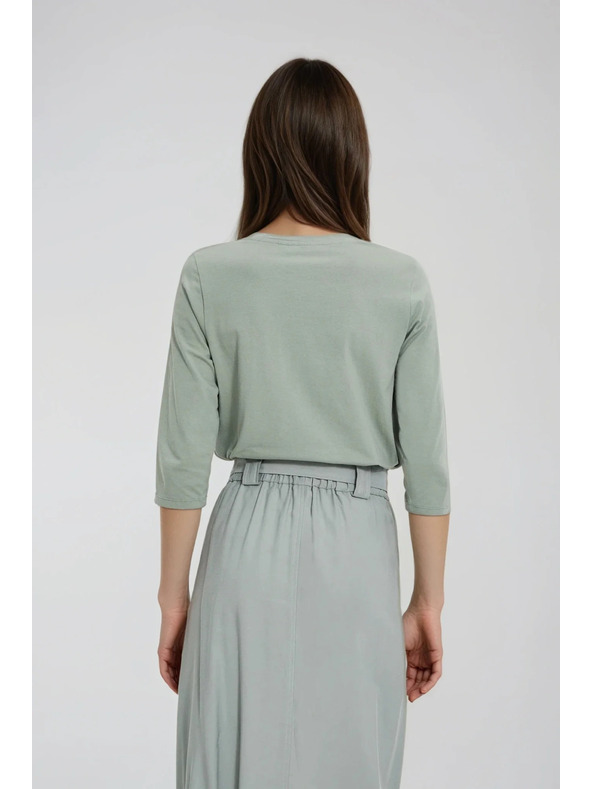 Moodo Bluza s cvetličnim potiskom olivno zelene barve Moodo