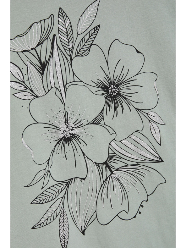 Moodo Bluza s cvetličnim potiskom olivno zelene barve Moodo