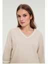 Moodo Bombažna bluza z V-izrezom bež barve Moodo