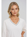 Moodo Bombažna jopa z V-izrezom bele barve Moodo