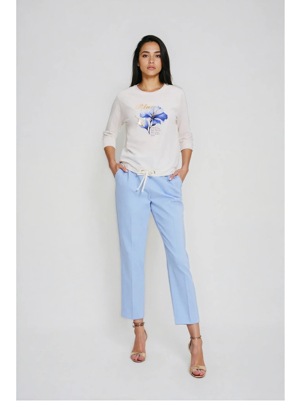 Moodo Bluza s potiskom in vezavo bele barve Moodo