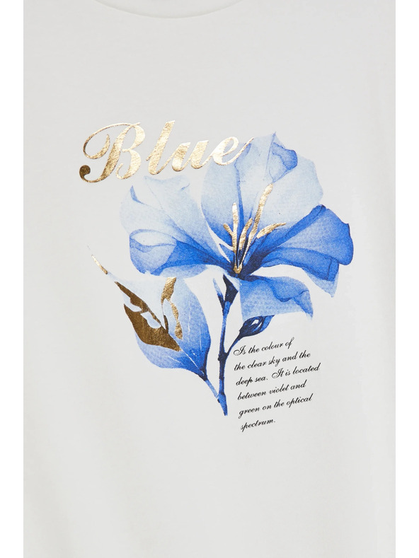 Moodo Bluza s potiskom in vezavo bele barve Moodo