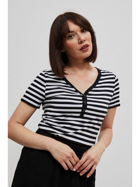 Moodo Bombažna prižasta majica črne barve Moodo