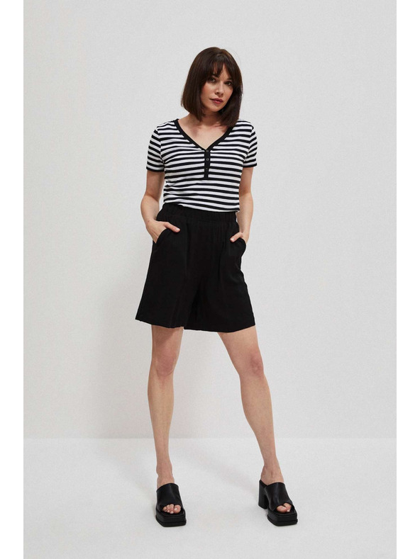 Moodo Bombažna prižasta majica črne barve Moodo