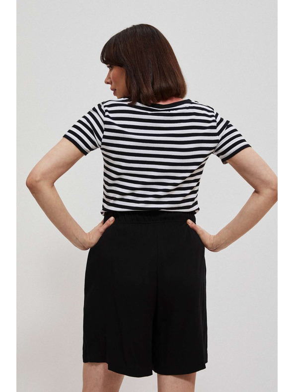 Moodo Bombažna prižasta majica črne barve Moodo