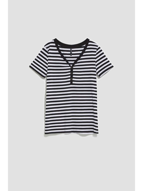 Moodo Bombažna prižasta majica črne barve Moodo