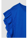 Moodo Modra bluza z volani na ramenih Moodo