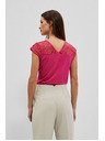 Moodo Rožnata bluza z V-izrezom in čipko Moodo