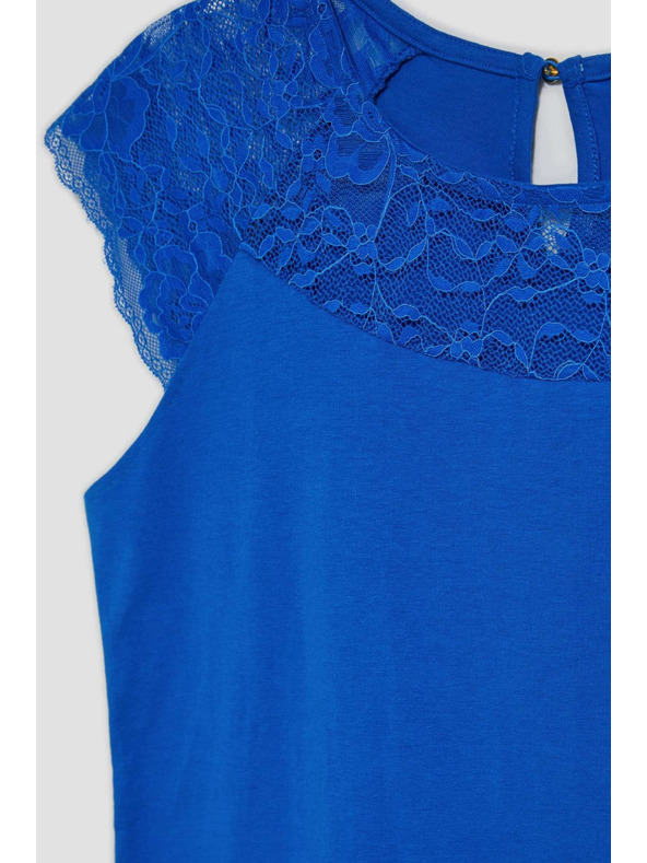 Moodo Modra majica z čipko Moodo