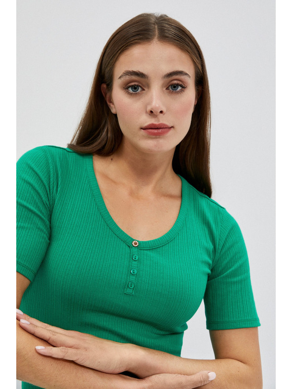 Moodo Bluza z okroglim izrezom in gumbi Moodo