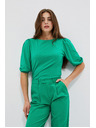 Moodo Gladka majica z napihnjenim rokavi zelene barve Moodo