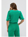 Moodo Gladka majica z napihnjenim rokavi zelene barve Moodo
