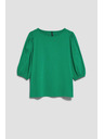 Moodo Gladka majica z napihnjenim rokavi zelene barve Moodo