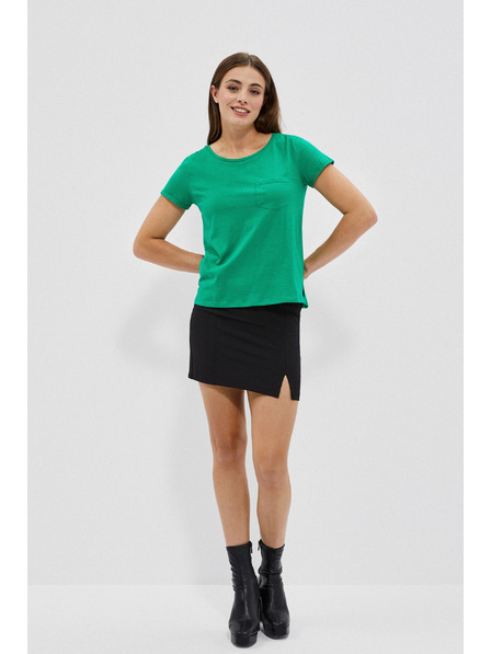 Moodo Bombažna majica z žepkom zelene barve Moodo