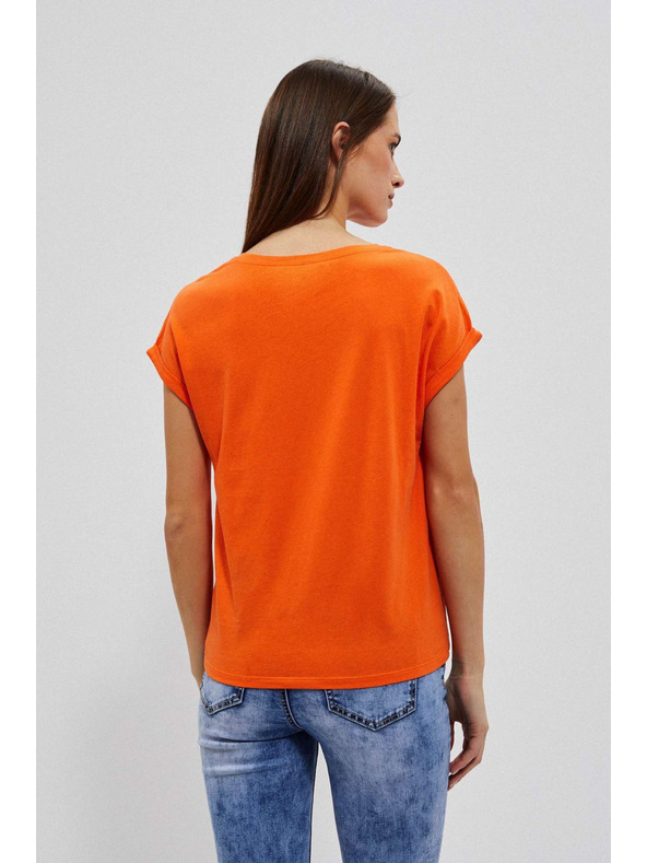 Moodo Majica z V-izrezom in potiskom oranžna Moodo