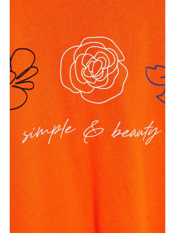 Moodo Majica z V-izrezom in potiskom oranžna Moodo