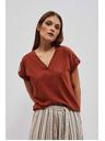 Moodo Bluza v obliki V izreza rjava Moodo
