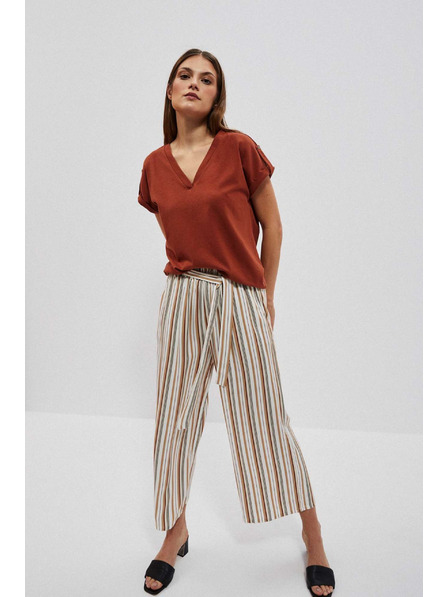 Moodo Bluza v obliki V izreza rjava Moodo