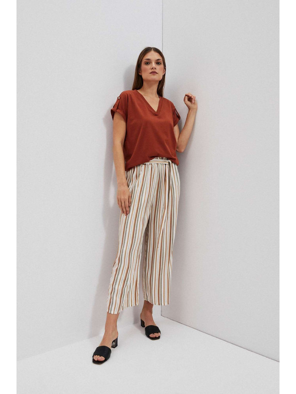 Moodo Bluza v obliki V izreza rjava Moodo