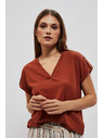 Moodo Bluza v obliki V izreza rjava Moodo