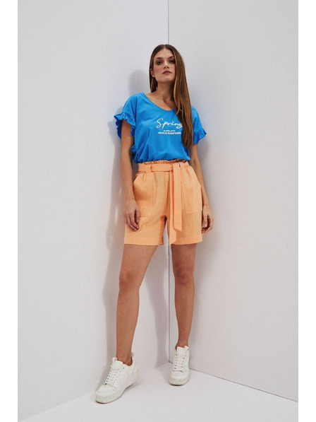 Moodo Bluza z napisom in volančkom na rokavu Moodo