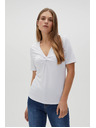 Moodo Bela bluza z okrasnim izrezom Moodo