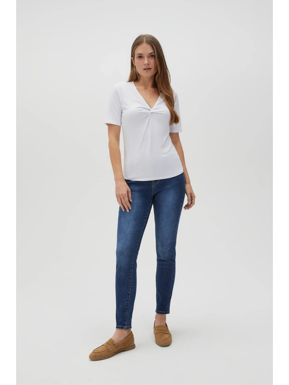 Moodo Bela bluza z okrasnim izrezom Moodo