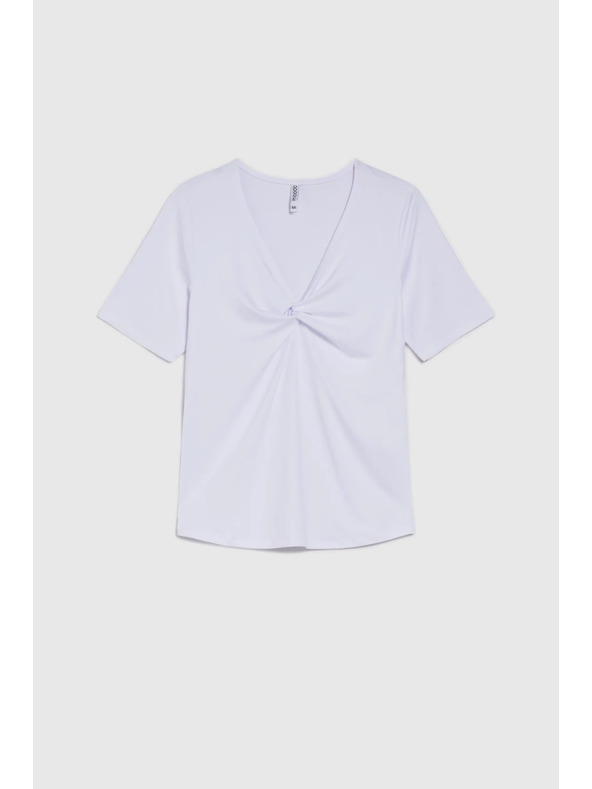 Moodo Bela bluza z okrasnim izrezom Moodo