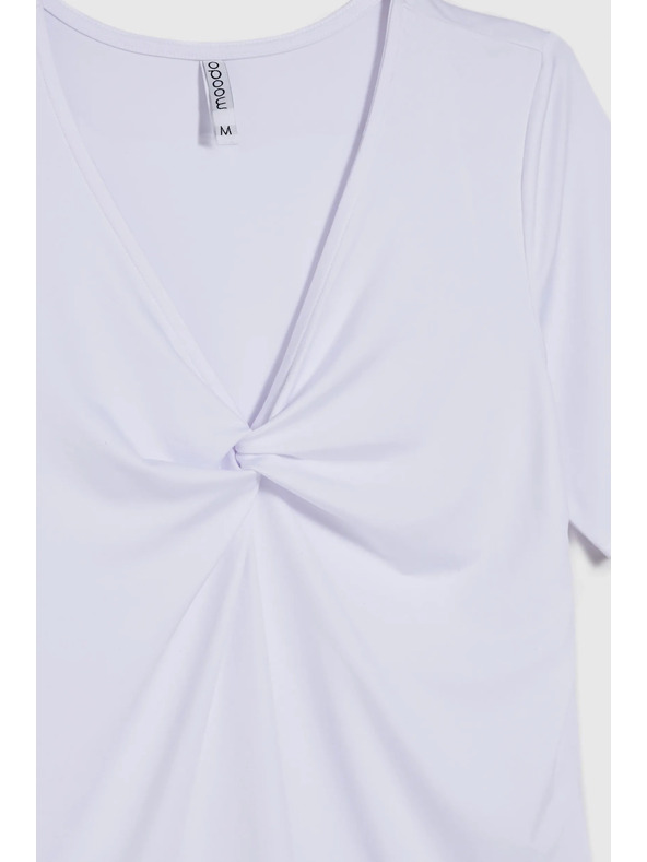 Moodo Bela bluza z okrasnim izrezom Moodo