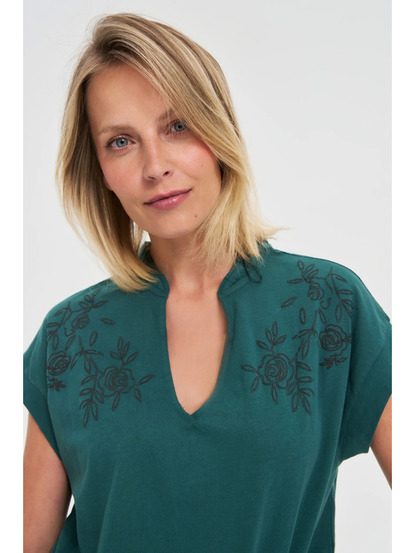 Moodo Bombažna bluza zelena Moodo