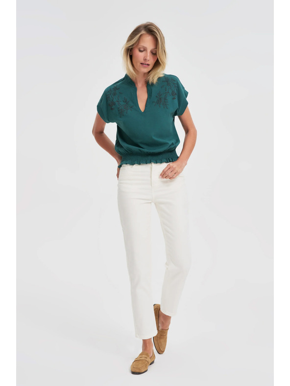 Moodo Bombažna bluza zelena Moodo