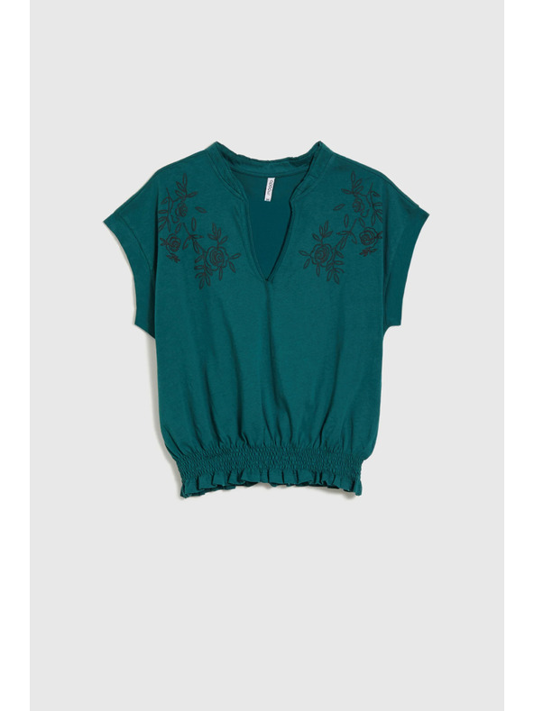 Moodo Bombažna bluza zelena Moodo