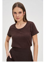 Moodo Rjava majica s kratkimi rokavi Moodo