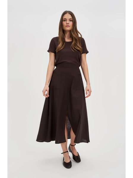 Moodo Rjava majica s kratkimi rokavi Moodo