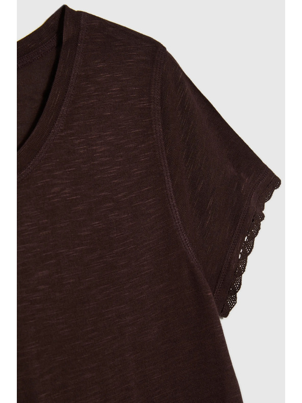 Moodo Rjava majica s kratkimi rokavi Moodo