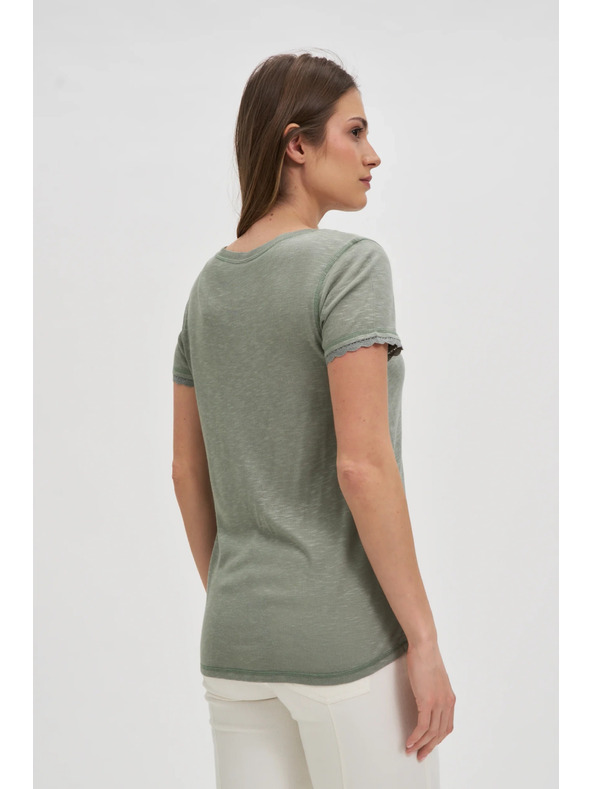 Moodo Bluza s kratkimi rokavi olivno zelena Moodo