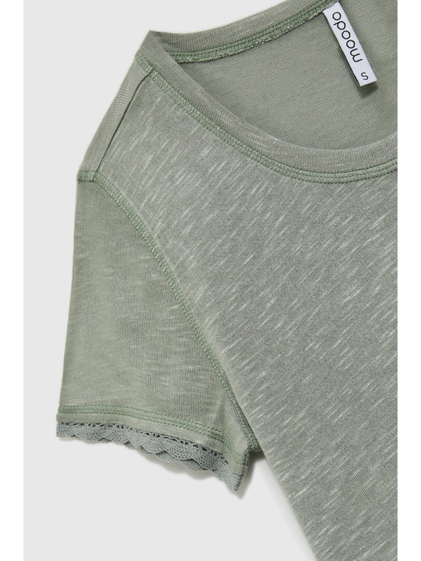 Moodo Bluza s kratkimi rokavi olivno zelena Moodo