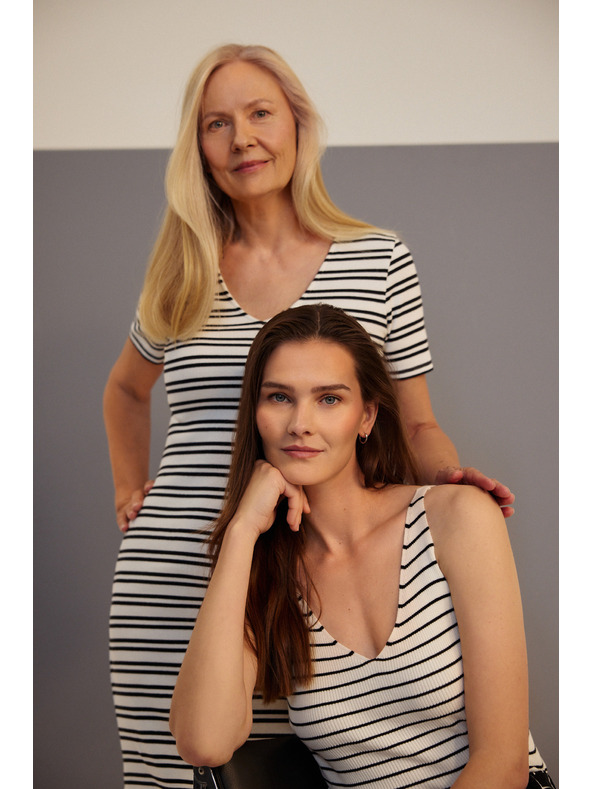 Moodo Bombažen top v progah bež Moodo