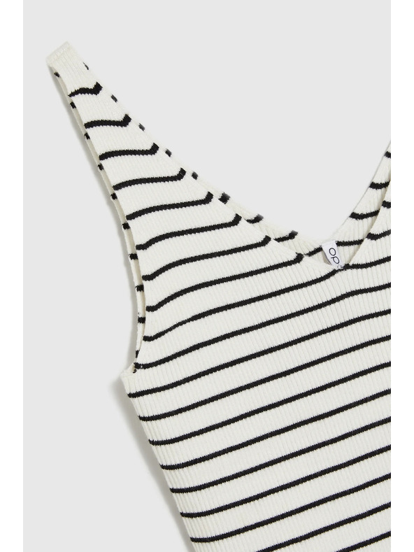 Moodo Bombažen top v progah bež Moodo