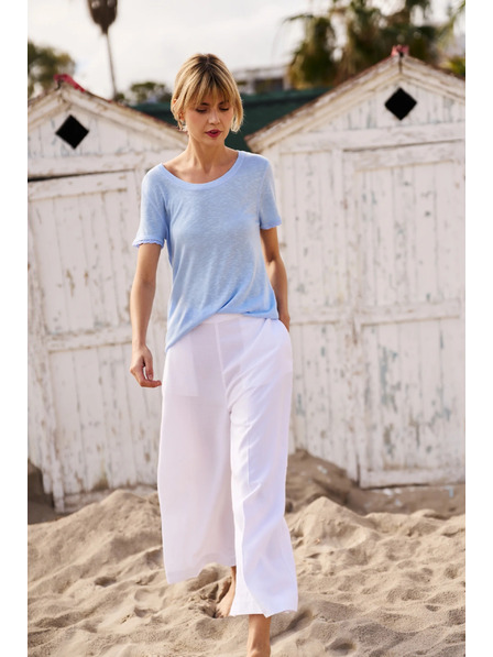 Moodo Svetlo modra bluza z okroglim izrezom Moodo