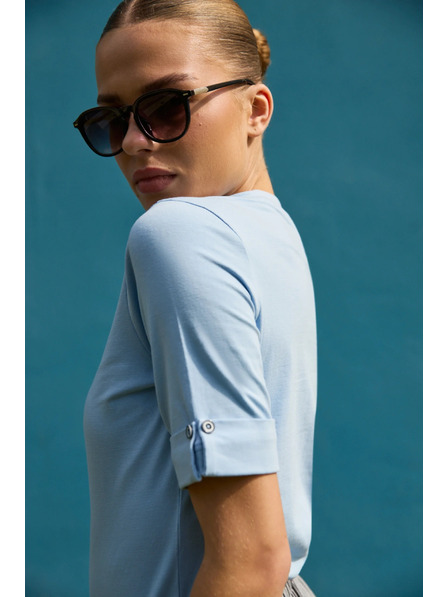 Moodo Bombažna majica svetlo modra Moodo