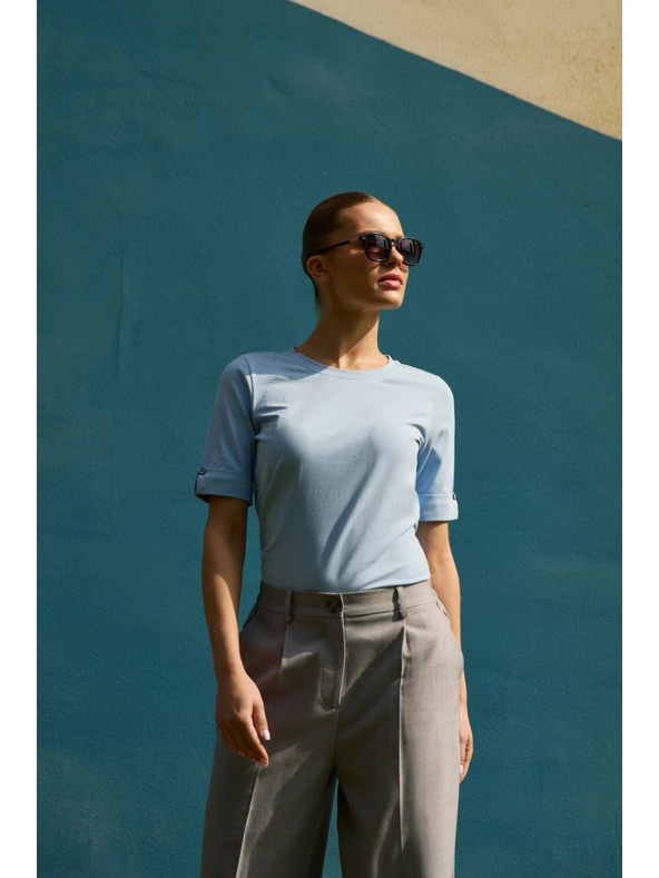 Moodo Bombažna majica svetlo modra Moodo